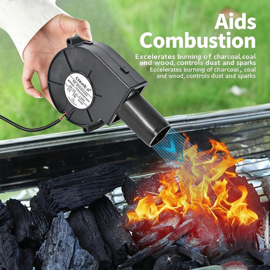 Turbo Blower Set with Adjustable Air Outlet - BBQ Barbecue Stove Firewood Stove Fan, DIY Cooling Ventilation Exhaust Tool Kit with Control Box & Stainless Steel Long Tube