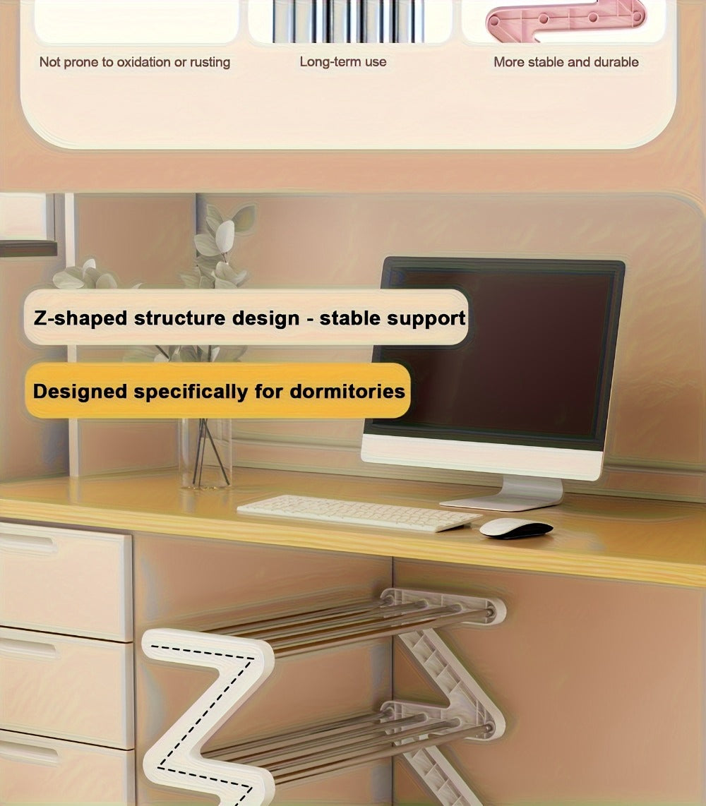 Four-Tier Z-Frame Shoe Rack with Metal Tubes in Graphite Black, Dawn Pink, Gray or Breeze Blue