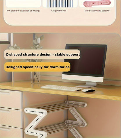 Four-Tier Z-Frame Shoe Rack with Metal Tubes in Graphite Black, Dawn Pink, Gray or Breeze Blue