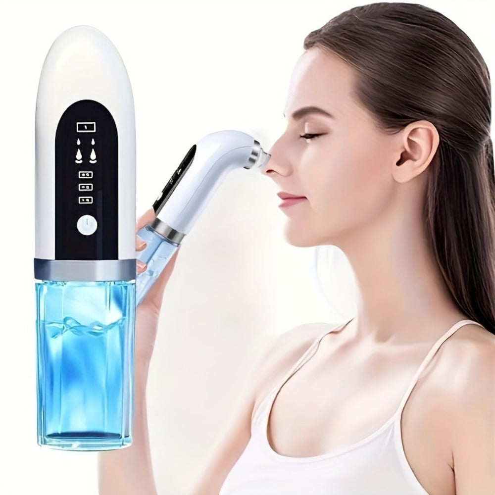 White Water-Tank Pore Vacuum Blackhead Remover with 3 Suction Levels and 6 Interchangeable Heads