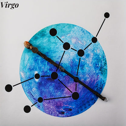 Zodiac-Themed Decorative Wand with Resin and Stone-Look Accents, Gift Box and All Twelve Sign Variants