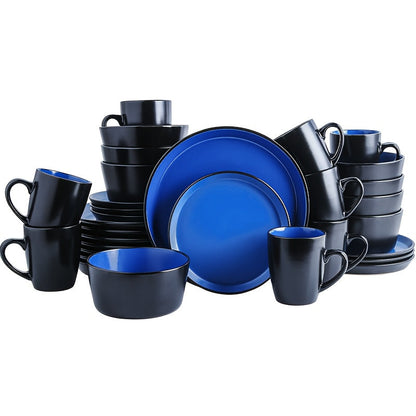 Ceramic Dinnerware Set for 4 – Porcelain Plates Bowls Cups Matte Finish Dishwasher Microwave Oven Safe Stoneware Tableware Scratch Resistant for Restaurant Kitchen Wedding Anniversary Gift