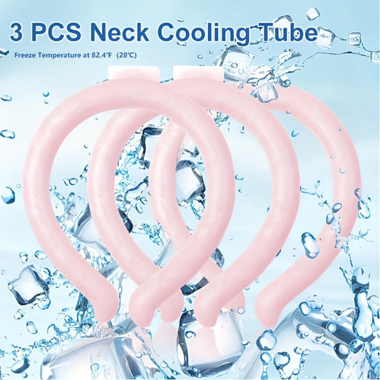 Cooling Neck Ring 3-Pack – Wearable Ice Gel Tube Wrap for Hot Weather, Outdoor Sports, Heat Relief & Hot Flashes, Freezes at 28°C, Hands-Free Summer Cooling for Men & Women