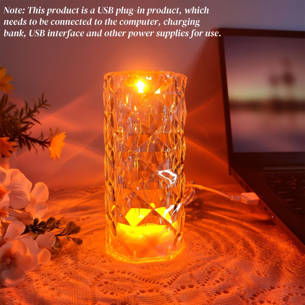 6.2-Inch Crystal-Style LED Table Lamp with 16 Colors, Touch Control, Remote and USB Power Lead