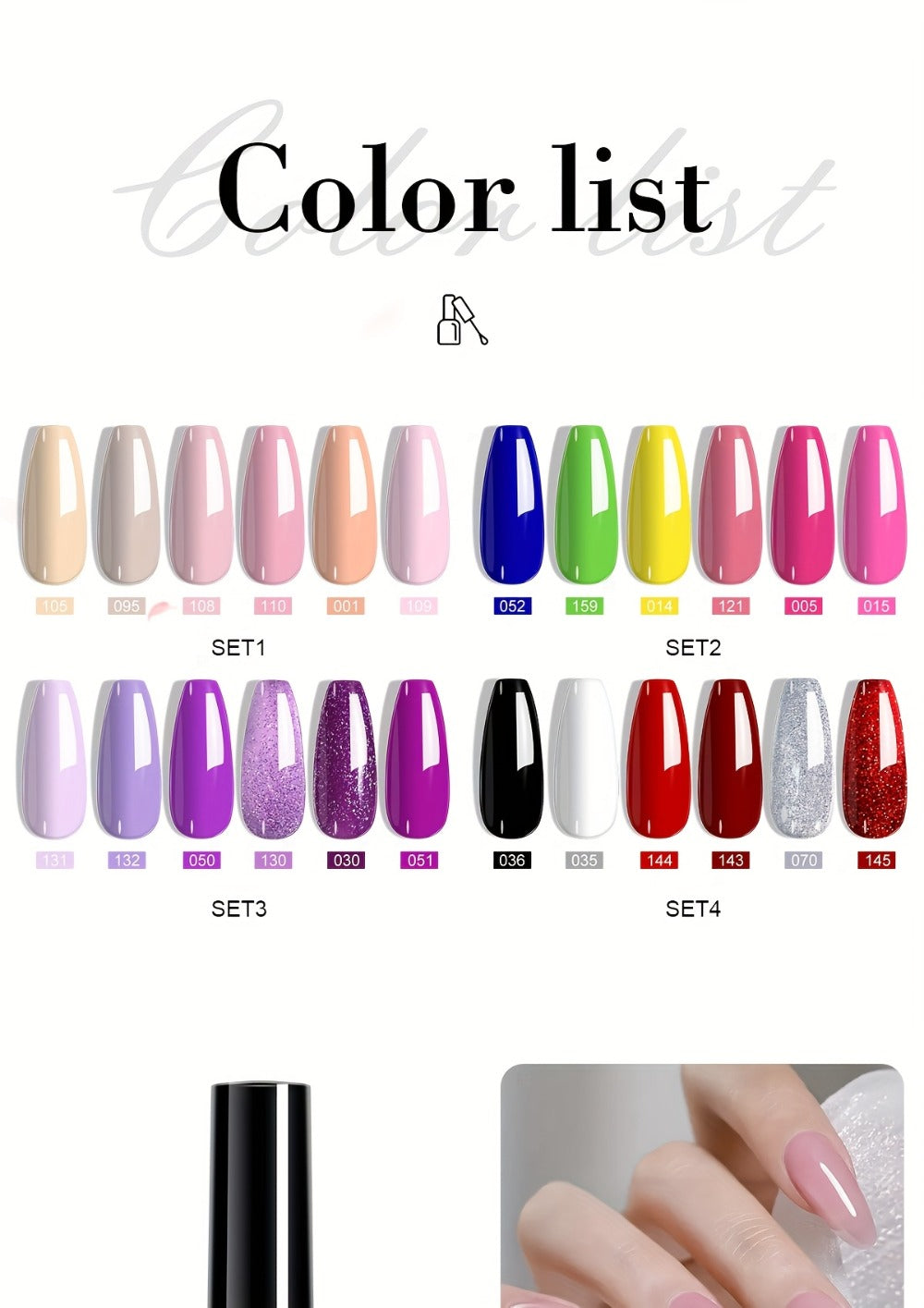 Gel Nail Polish Set with LIMEGIRL Label, 6 Fall Winter Glitter and Solid Colors, Two Palettes