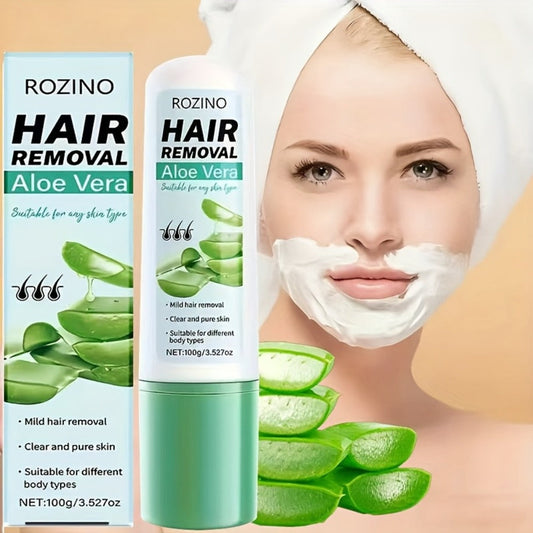 Hair Removal Cream for Women & Men - Aloe Vera Squalane Gentle Depilatory 100g - Fast 5-Minute Body Hair Remover for Legs Arms Armpits Bikini Chest Lips - Plant-Based Painless Smooth Skin Formula