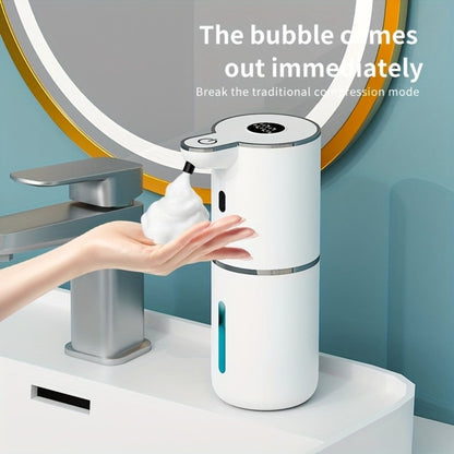 Rechargeable Touchless Foam Soap Dispenser with Six-Level Display, Countertop or Wall Mount in Black or White