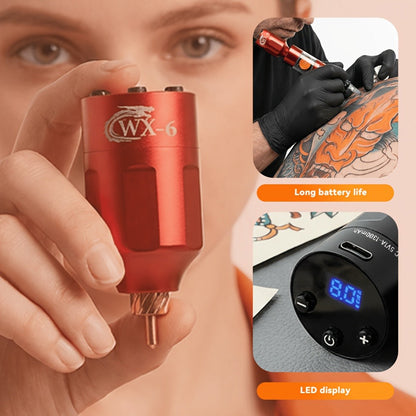 WX-6 Rechargeable Tattoo Power Supply with LED Display and Four RCA or DC Color Configurations