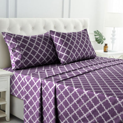 Bed Sheet Set Brushed Polyester in 3- or 4-Piece Configuration with Six Sizes and Eight Colors