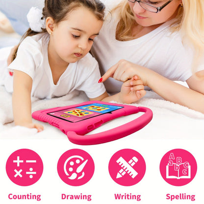 Kids Tablet 7 Inch Android 2GB RAM 16GB with Eye Protection Screen, Dual Camera, Silicone Case & Parental Controls – WiFi Learning Tablet Gift for Boys & Girls Ages 3-10, Pink / Light Blue
