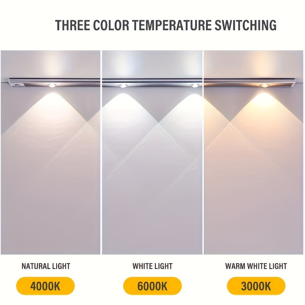 LED Strip Light Motion Sensor Bar with USB Rechargeable Power, Three White Tones, 20–50cm Sizes and One or Two Packs