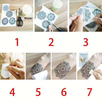 Floral Temporary Tattoos for Women 44-Pack | Realistic Butterfly Snake Half Arm Body Art Stickers | Large & Small Sheets Waterproof Long-Lasting Fake Tattoo | Black Flower Design Set for Adults Teens