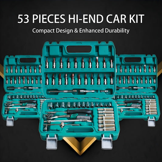 Mechanic Tool Kit Auto Repair Socket Set 1/4" 3/8" 1/2" Drive Ratchet Wrench Combination – 53 to 216-Piece Professional Grade Car Repair Tools with Depth & Standard Sockets