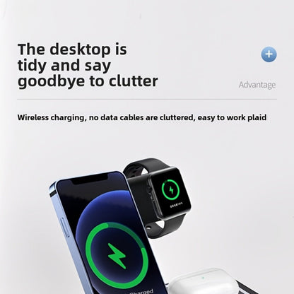 3-in-1 Wireless Charging Station with QC3.0 Adapter Included 15W Fast Charge – Upright Stand for iPhone 17/16/15/14/13/12/11, Apple Watch Ultra/Series 9/8/SE & AirPods | Black & White