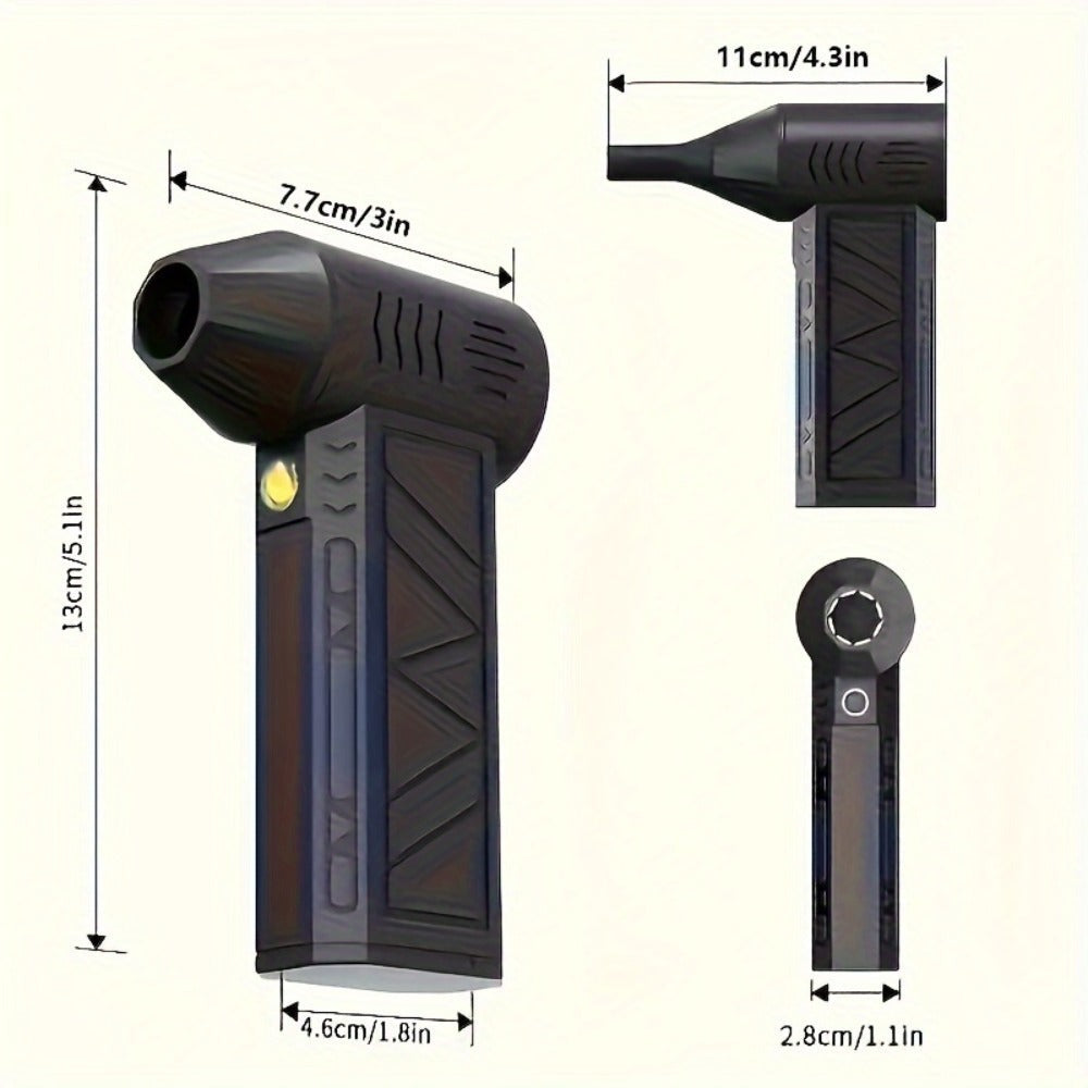 Portable Fan, USB-Rechargeable Handheld Model with Brushless Motor, High-Velocity Airflow and Built-In LED Light