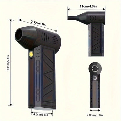 Portable Fan, USB-Rechargeable Handheld Model with Brushless Motor, High-Velocity Airflow and Built-In LED Light