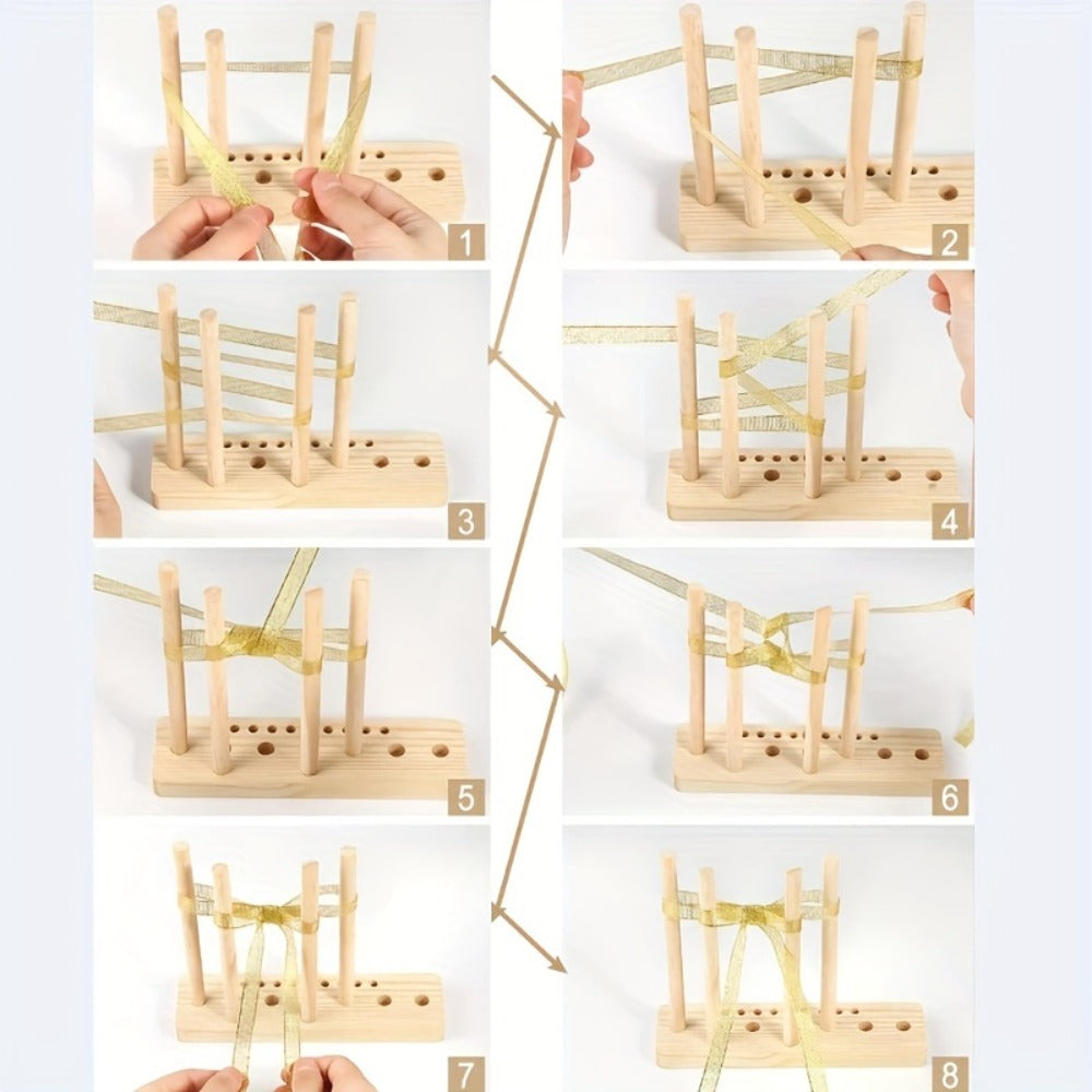 Nine-Piece Wooden Wreath and Bow Maker Tool Set with Peg Board and Assorted Craft Accessories