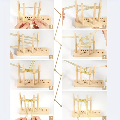 Nine-Piece Wooden Wreath and Bow Maker Tool Set with Peg Board and Assorted Craft Accessories