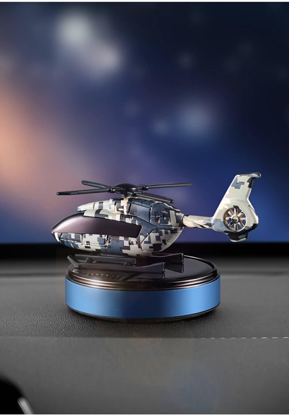 Car Air Freshener Solar Helicopter Dashboard Diffuser with Refillable Chamber and Three Color Options