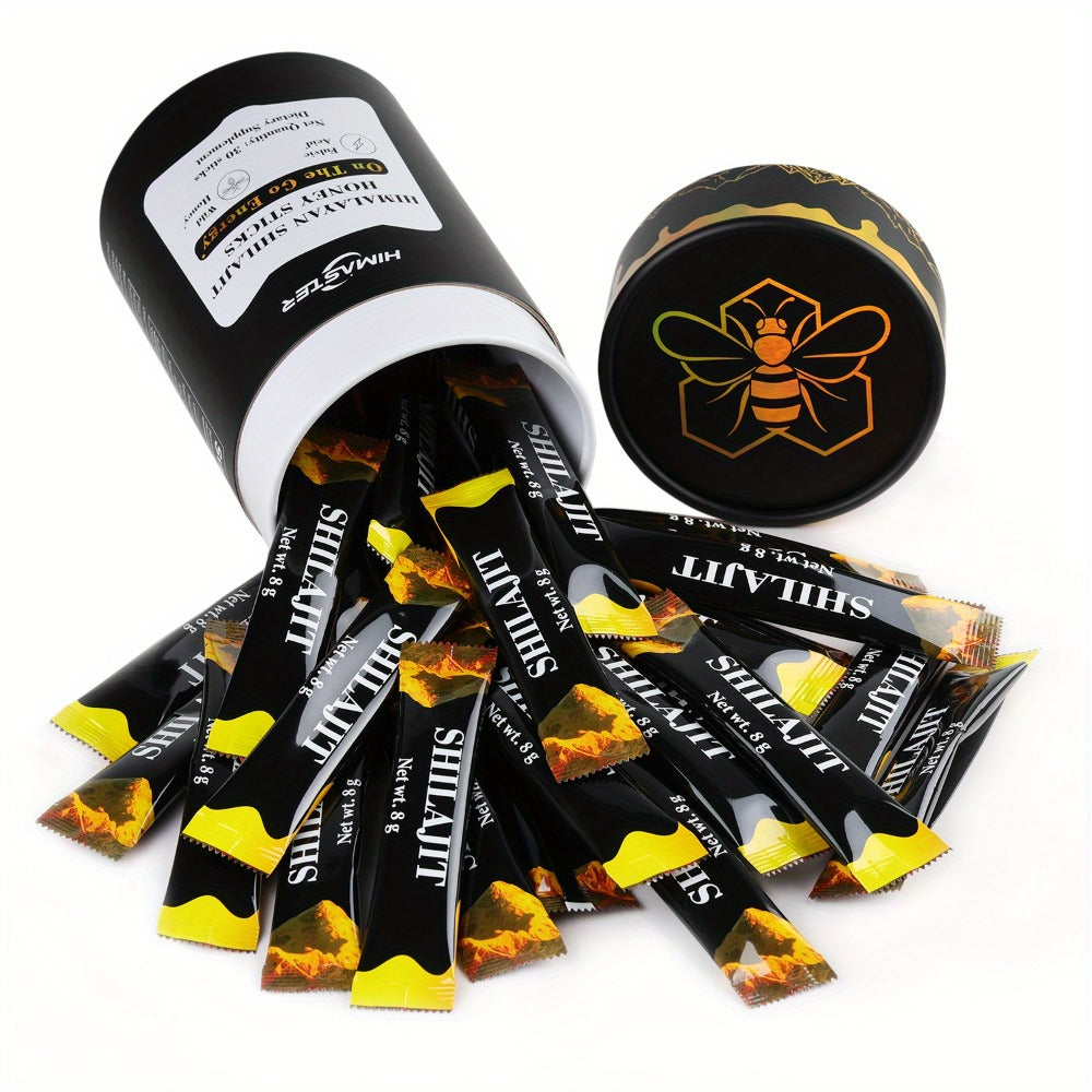 Herbal Supplement with HIMASTER Label, Himalayan Shilajit Honey Sticks, 30 Individually Wrapped 8g Sticks