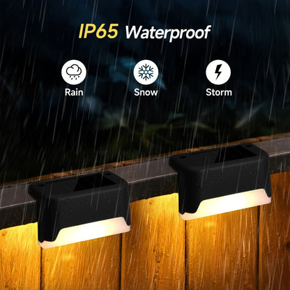 Solar Step Lights IP65 Waterproof – LED Deck Lights for Outdoor Stairs, Fence & Pathway, Auto On/Off Dusk to Dawn, 12-Hour Night Lighting for Garden, Patio, Driveway & Commercial Spaces