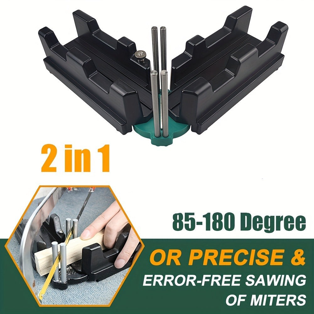 Two-in-One Adjustable Miter Angle Measuring and Cutting Guide for 45- to 180-Degree Layout Work