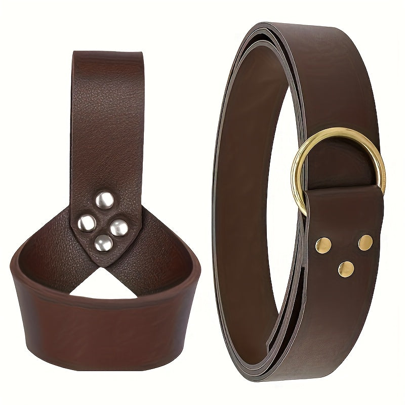 Costume Accessories Faux Leather Knife Sheath and Belt Options in Black or Brown for Medieval Outfits