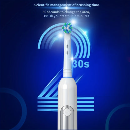 Electric Toothbrush with Eight Round Brush Heads, Three Modes, Induction Charging, IPX7 Rating and Travel Case
