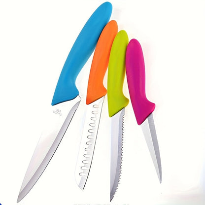 Five-Piece Colorful Paring Knife Set with Steel Blades and Pink, Green, Yellow, Orange and Blue PP Handles