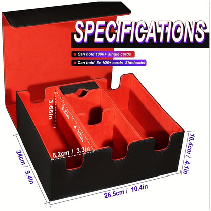 Three-Row Trading Card Storage Box with Black-Purple or Black-Gray Interior and Source-Labeled 1500+ Capacity