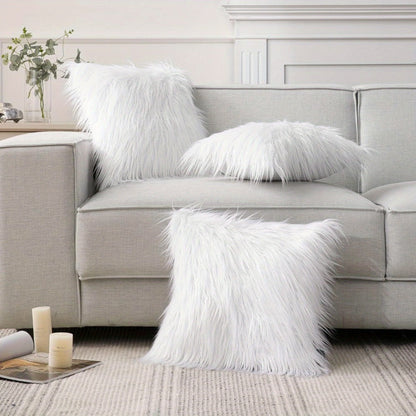 Faux-Fur-Look Throw Pillow Covers, Pack of Two with Zipper Closures and 40 Exact Color-Size Options