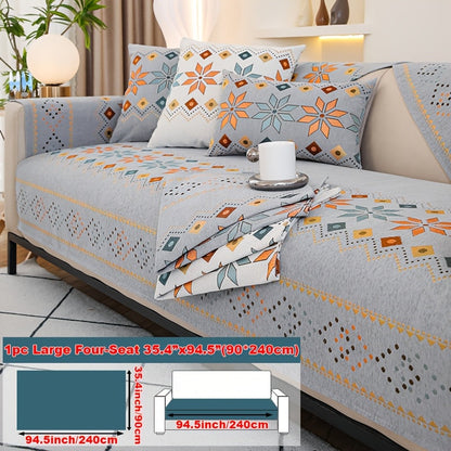Sofa Cover Bohemian Chenille Jacquard Knit Sections with Anti-Slip Feature for Seat, Armrest or Backrest