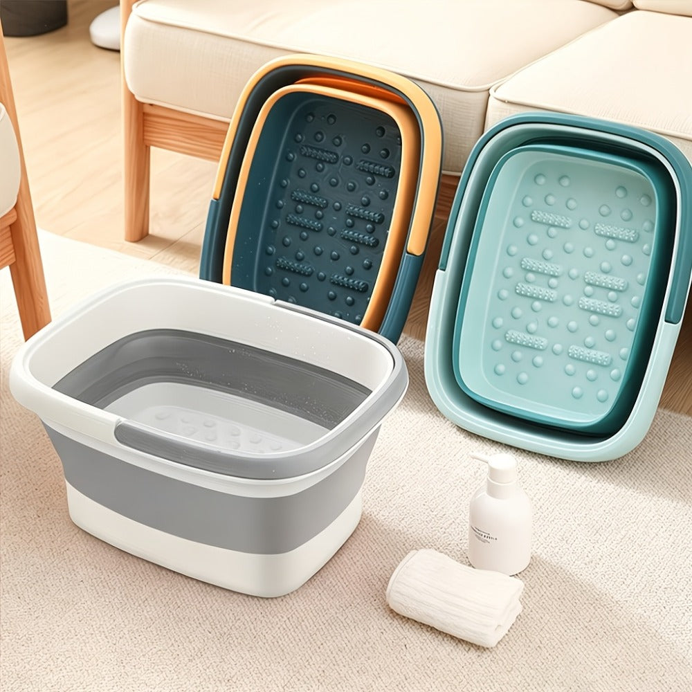 Collapsible Foot Bath Basin with Carry Handle, Raised Footbed Texture and Green, Pink or Yellow Checkout Options
