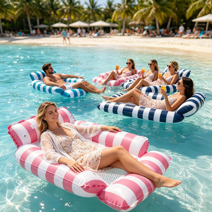 Striped Mesh Pool Float Chair Set, 110cm Size in Blue, Dark Blue, Pink or Mixed Two- and Three-Piece Options