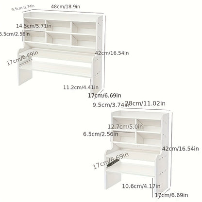 6-Layer Desktop Storage Rack Desk Organizer with File Holder Pen Holder Space-Saving Office Organizer Matte White PVC Stationery Cosmetics Dormitory Bookshelf Partition Box Multiple Sizes