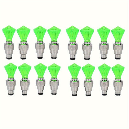 LED Tire Valve Stem Light Sets in 4-, 8- or 16-Piece Blue, Green, Red, Mixed and Skull-Top Configurations