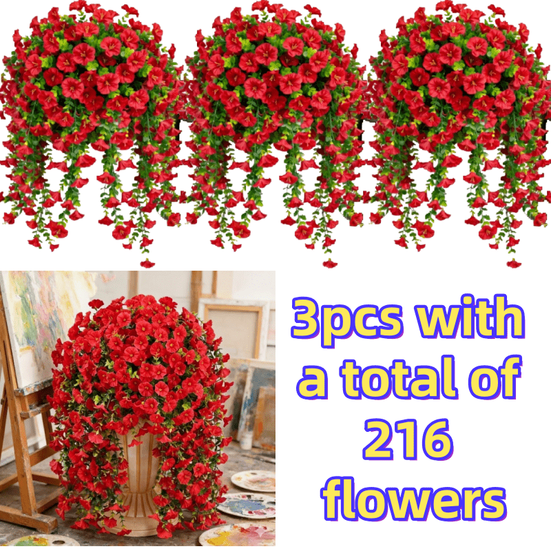 Three-Piece Artificial Rose Vine Garland with 216 Listed Flowers in Twelve Exact Color Combinations