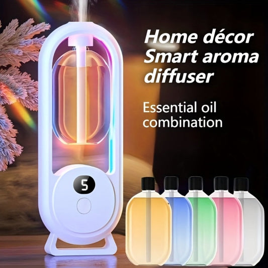 7-Color LED Aromatherapy Diffuser 150ml with USB Power, Ultrasonic Whisper-Quiet Mist, Timer Auto Shut-Off for Bedroom Office Yoga – Bundle with Hilton Gardenia Ocean Jasmine Shangri-La Oils