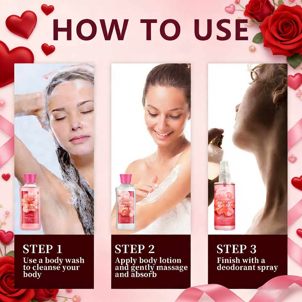 Three-Piece Vanilla Heaven Bath Set with 3 oz Shower Gel, Body Lotion, Body Mist and Clear Pouch