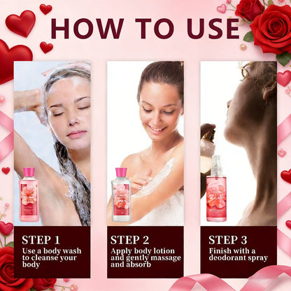 Three-Piece Vanilla Heaven Bath Set with 3 oz Shower Gel, Body Lotion, Body Mist and Clear Pouch