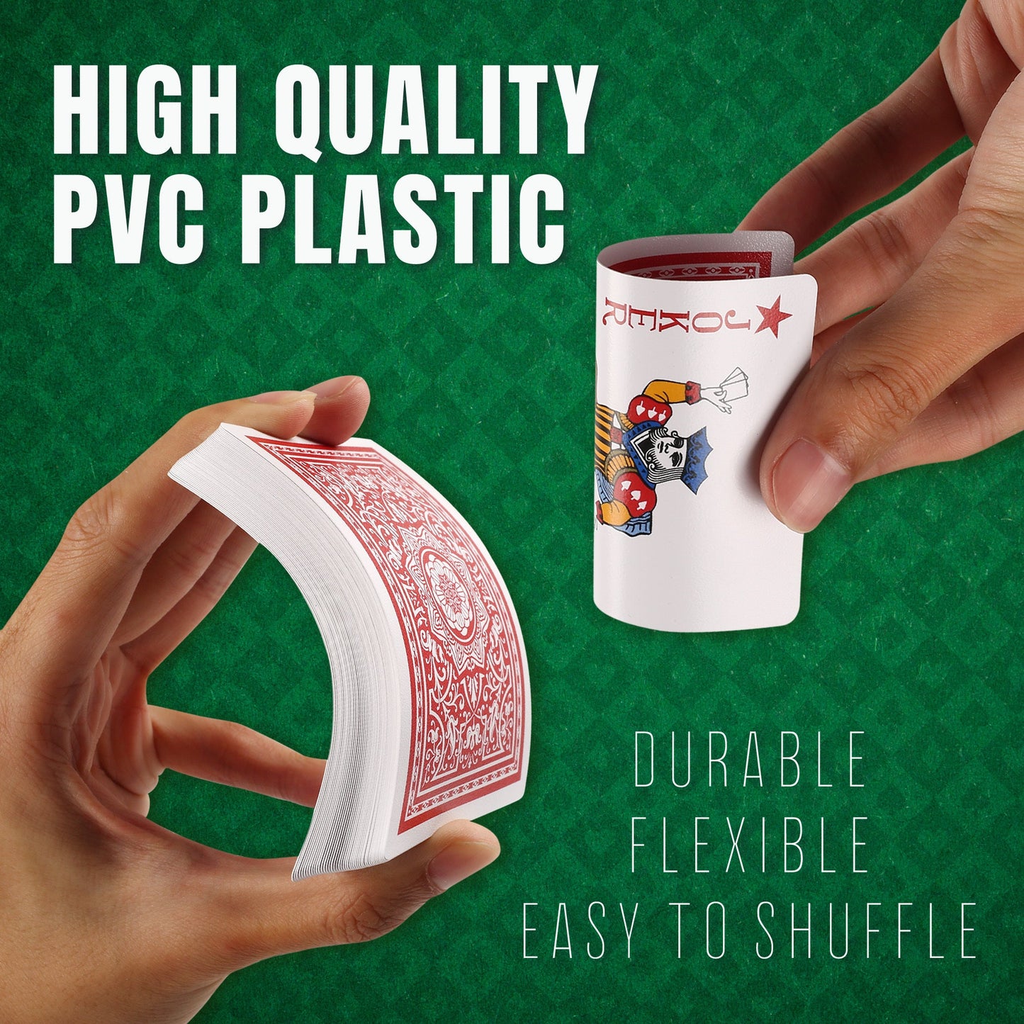 Two-Deck Plastic Playing Card Set with Standard Index, Textured Backs and Individual Storage Cases