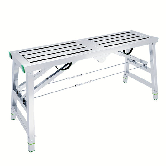 Scaffolding Work Platform Folding Steel Step Ladder 1000 LBS Heavy Duty Adjustable Height Portable Drywall Bench for Painting Decorating Car Washing RV Cleaning