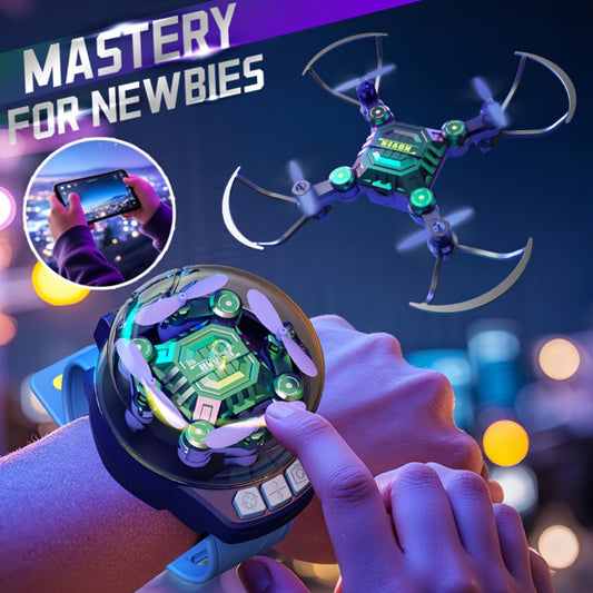 Watch Case Mini Drone for Kids with 2 Rechargeable Batteries – RC Quadcopter Stable Hover Indoor Outdoor Beginner Flying Toy Gift for Boys Girls Birthday Christmas Halloween Blue Green Black