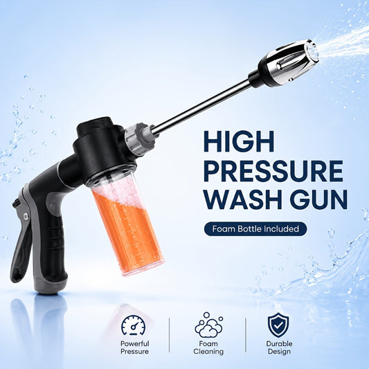 High Pressure Car Wash Gun with Long Extension Rod – Adjustable Spray Nozzle, Leak-Proof Connector, Fits Garden Hose – Car Truck RV & Garden Cleaning Wand