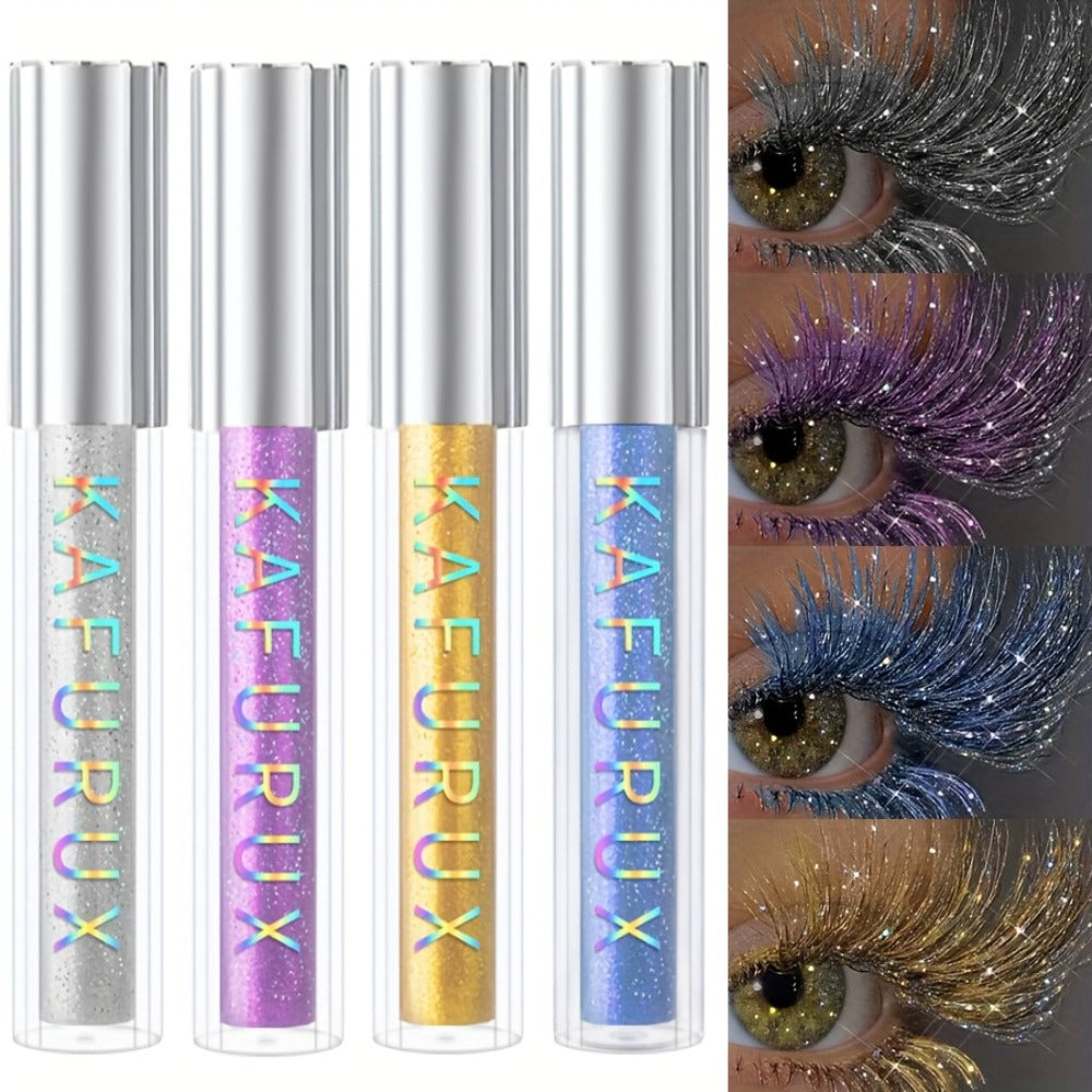 Colored Mascara Set 4pcs for Women — Vibrant Silver Blue Yellow Purple Curling Long-Lasting Formula, Highly Pigmented Bold Eye Makeup for Daily Wear Clubbing Festival Party Looks