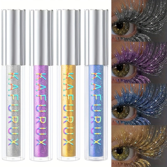 Colored Mascara Set 4pcs for Women — Vibrant Silver Blue Yellow Purple Curling Long-Lasting Formula, Highly Pigmented Bold Eye Makeup for Daily Wear Clubbing Festival Party Looks
