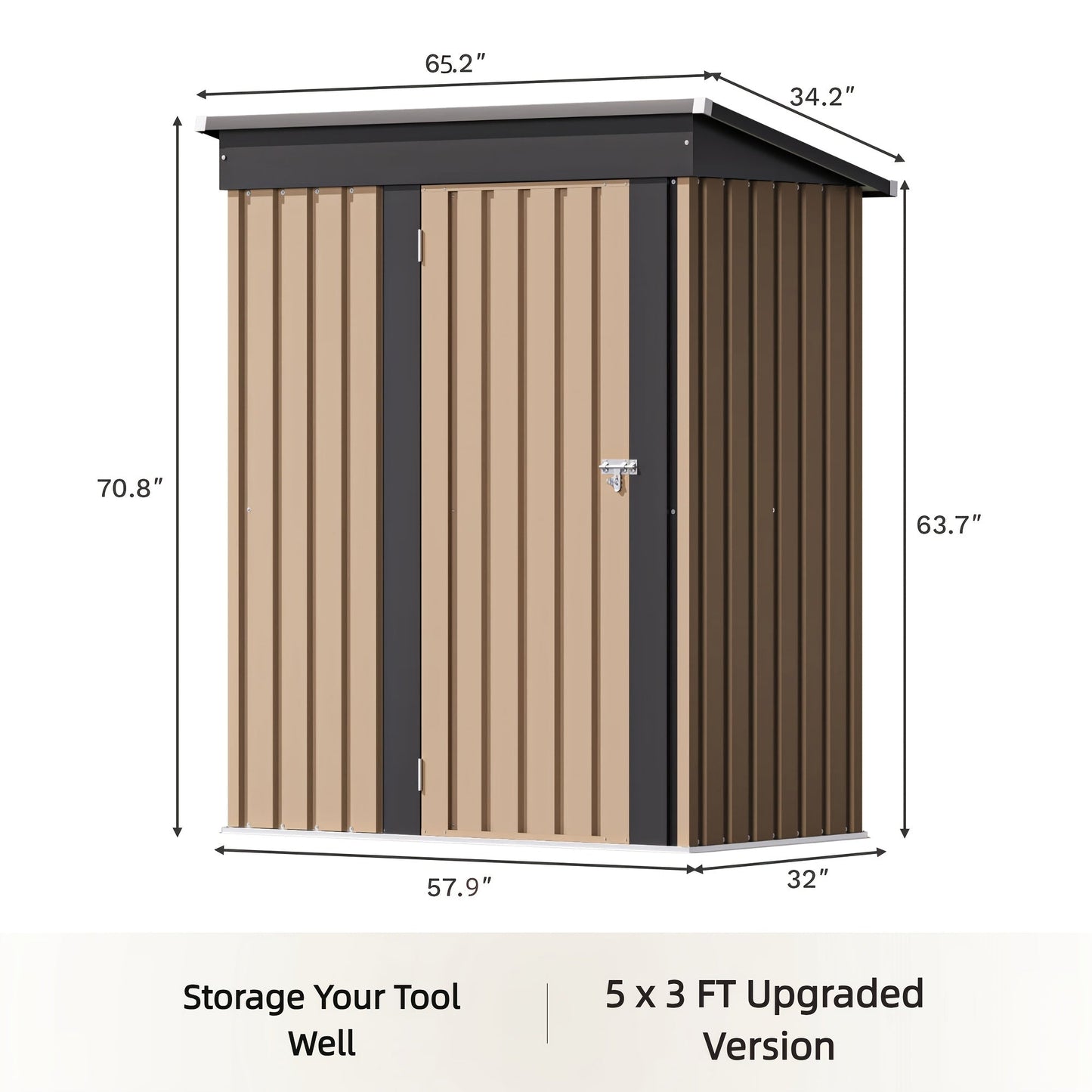 Garden Storage Shed | Metal Lockable Tool Backyard Waterproof Compact