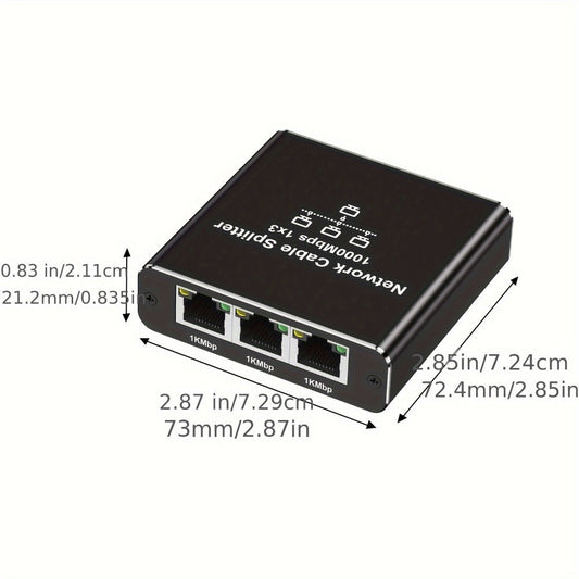 Gigabit Ethernet Splitter 1 to 3 – 1000Mbps PoE Network Splitter, 1 In 3 Out RJ45 Adapter for PC, Laptop, Router, TV, Starlink | Cat5/5e/6/7/8 Compatible, USB Powered, No Config Needed