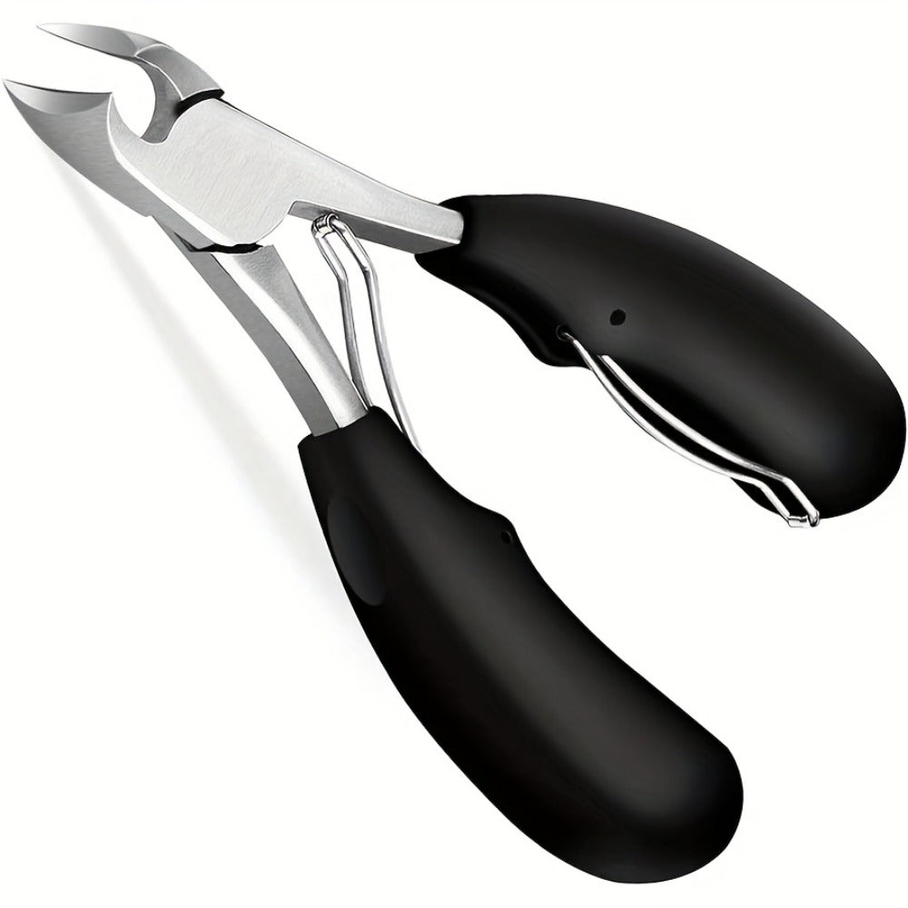 Angled Nail Clipper Set, Four Black-Handle Clipper Tools with Curved Jaws, File and Round Accessory