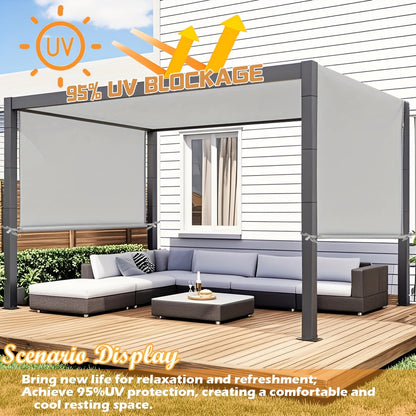 Retractable Pergola Replacement Canopy Cover, 105-Inch Width with Eight Colors and Three Length Options